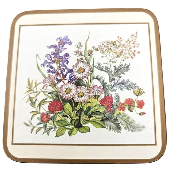 Pimpernel Meadow Flowers Cork Backed Coasters Set Of 6 England - Picture 2 of 12